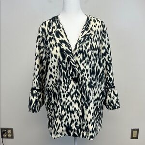 Multiples Black & White Leopard Print Jacket Blazer with pockets Size L